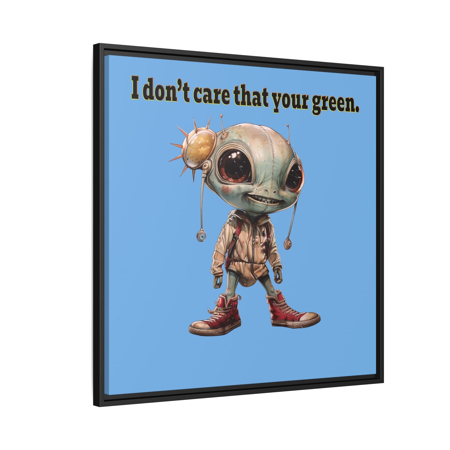 I don't care that your green - framed canvas art (light blue)