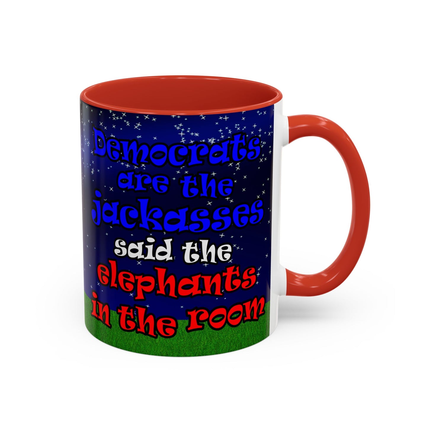 donkeys and elephants - Accent Mug ('snoops' background)