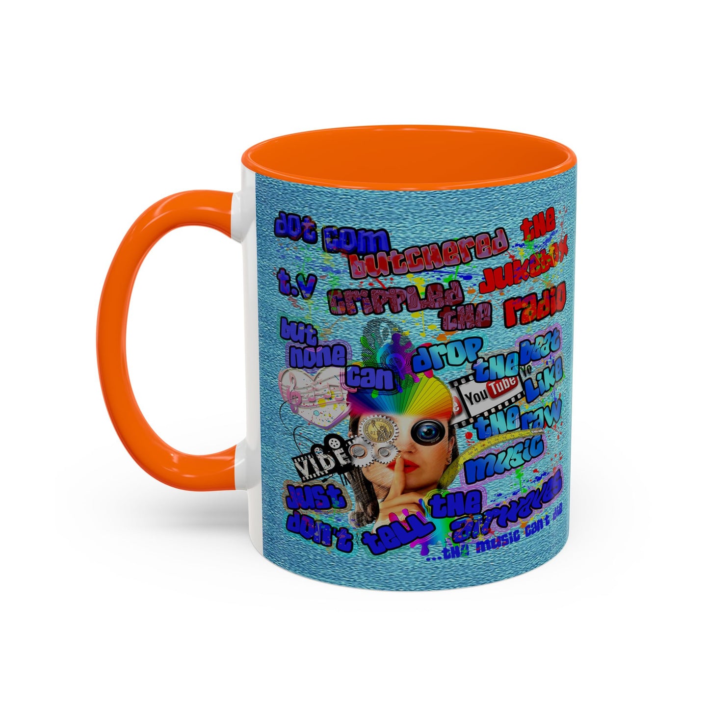 drop the beat - Accent Mug (faded blue)