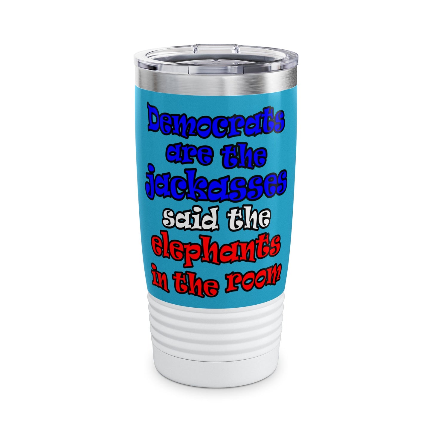 donkeys and elephants - Ringneck Tumbler, 20oz (turquoise)