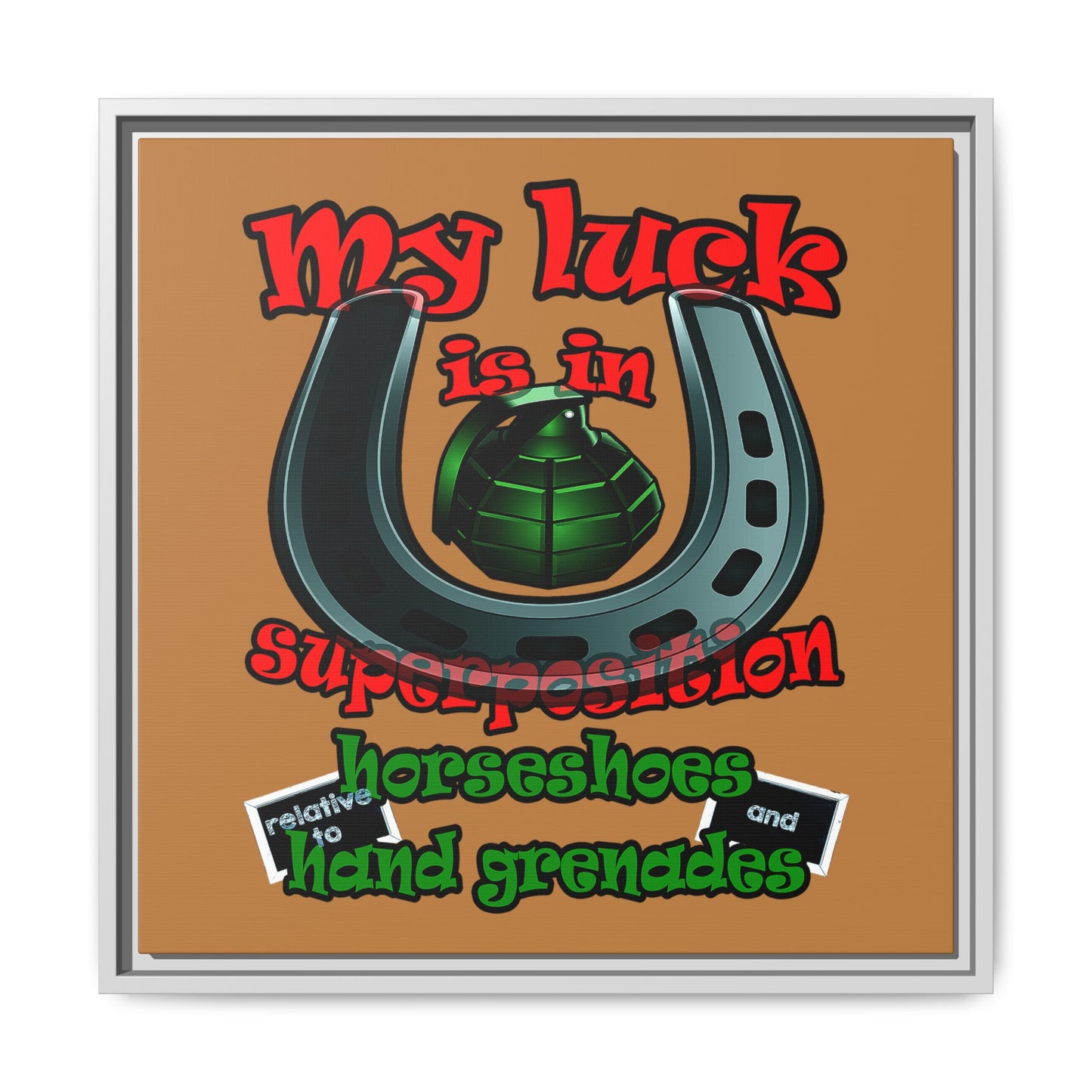 my luck - framed canvas art (light brown)