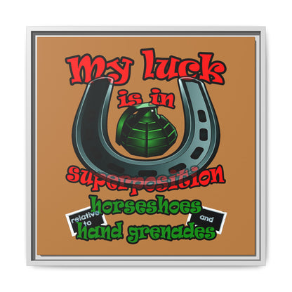 my luck - framed canvas art (light brown)