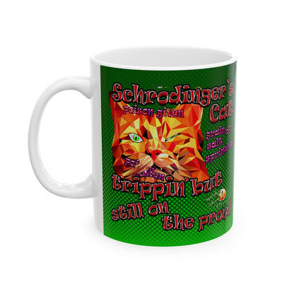 schrodinger's cat - White Mug (logo green)