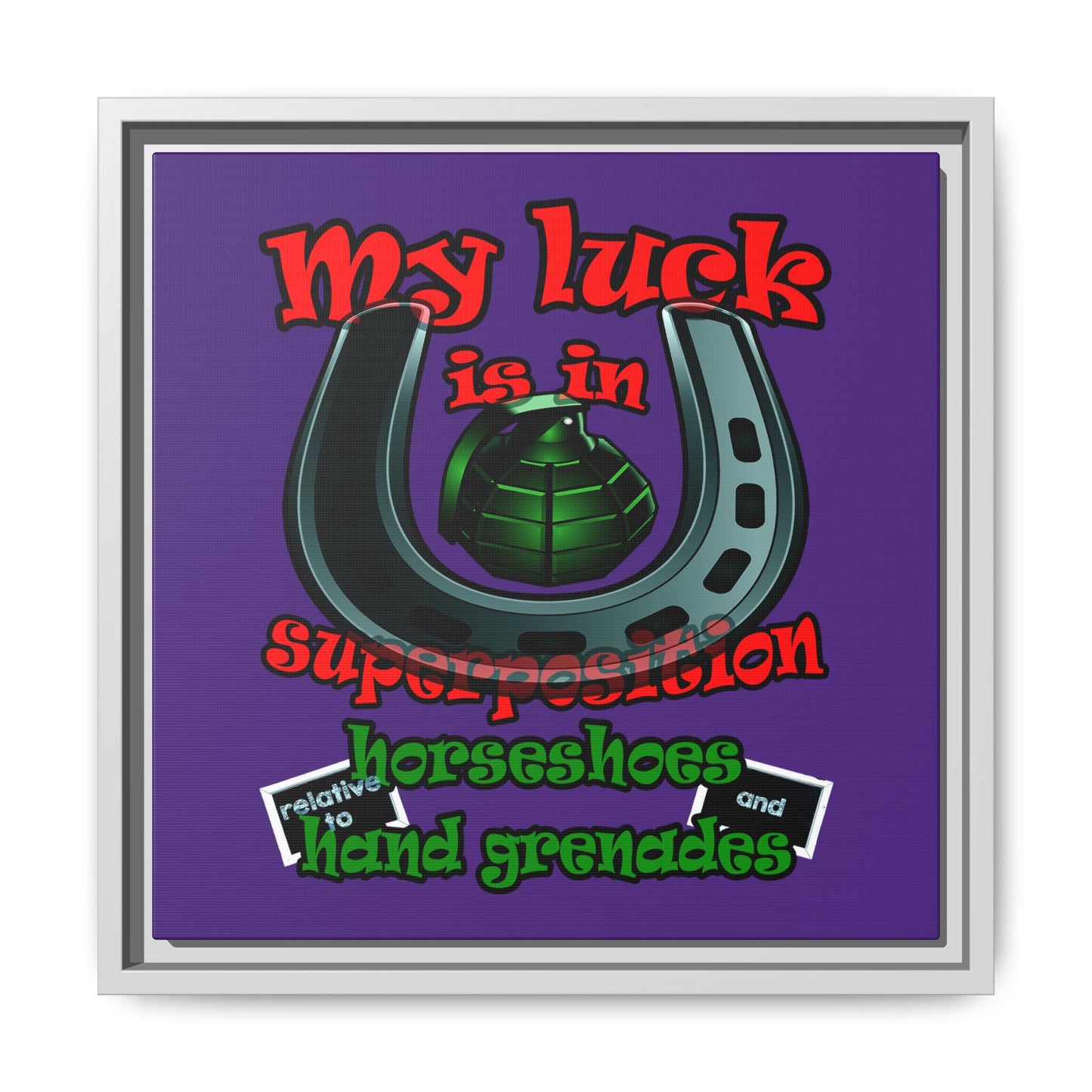 my luck - framed canvas art (purple)