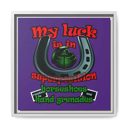 my luck - framed canvas art (purple)