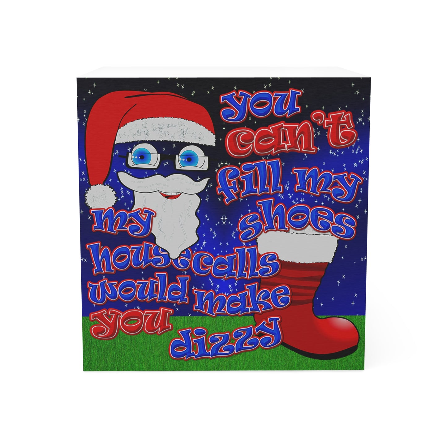 santa's shoes - note cube ('snoops' background)