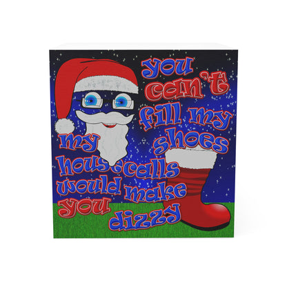 santa's shoes - note cube ('snoops' background)