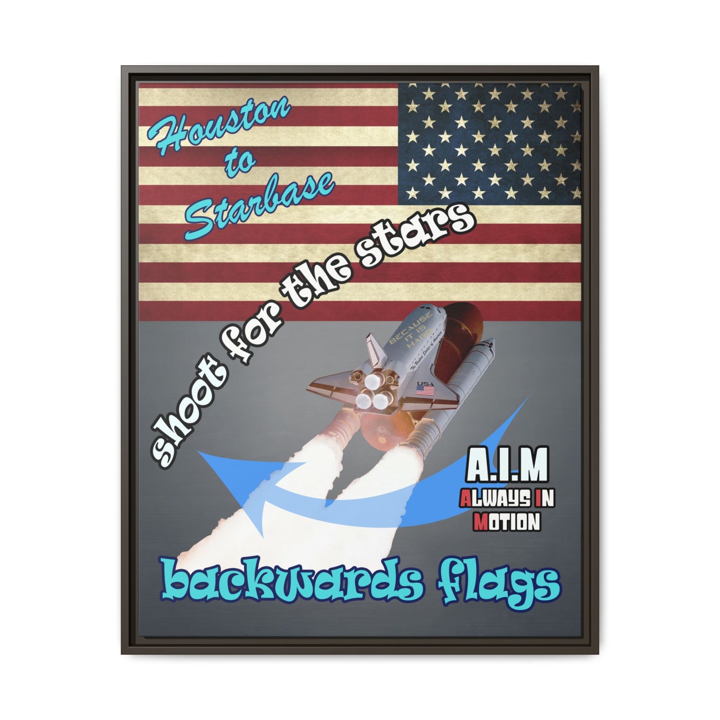 shoot for the stars - framed canvas art (grey-light grey)