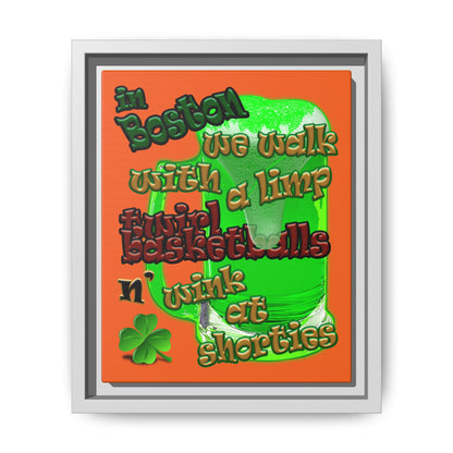 celtics logo - framed canvas art (orange)