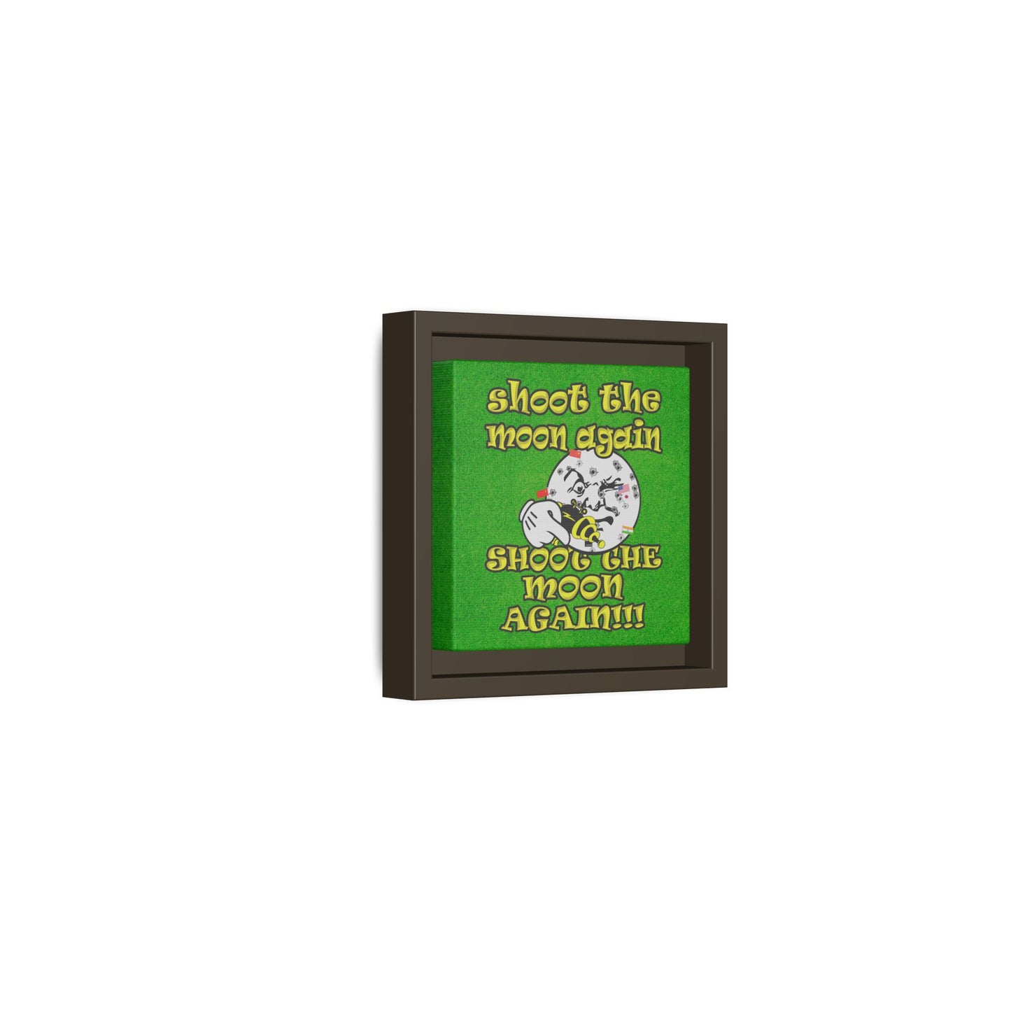 shoot the moon again - framed canvas art (green turf)