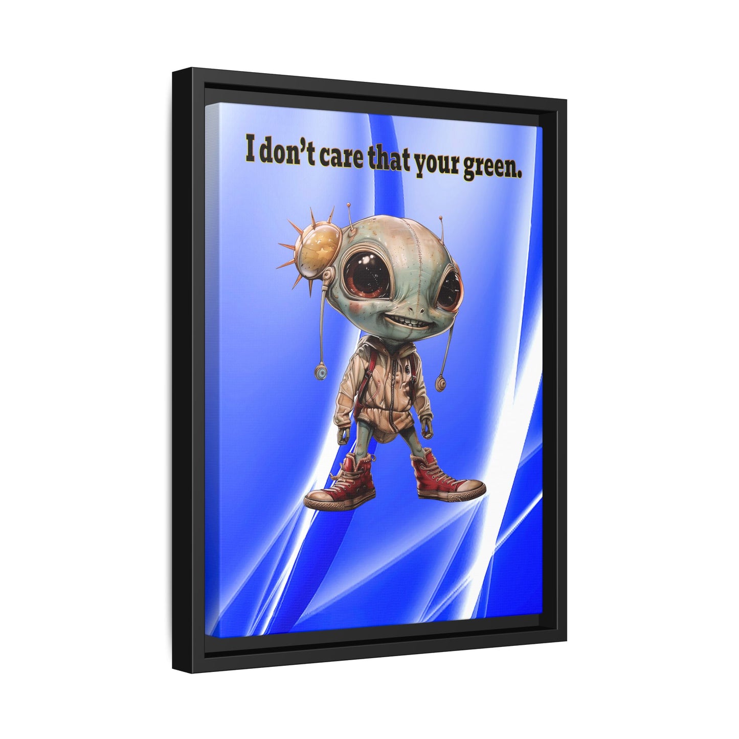 I don't care that your green - framed canvas art (blue-white wave)