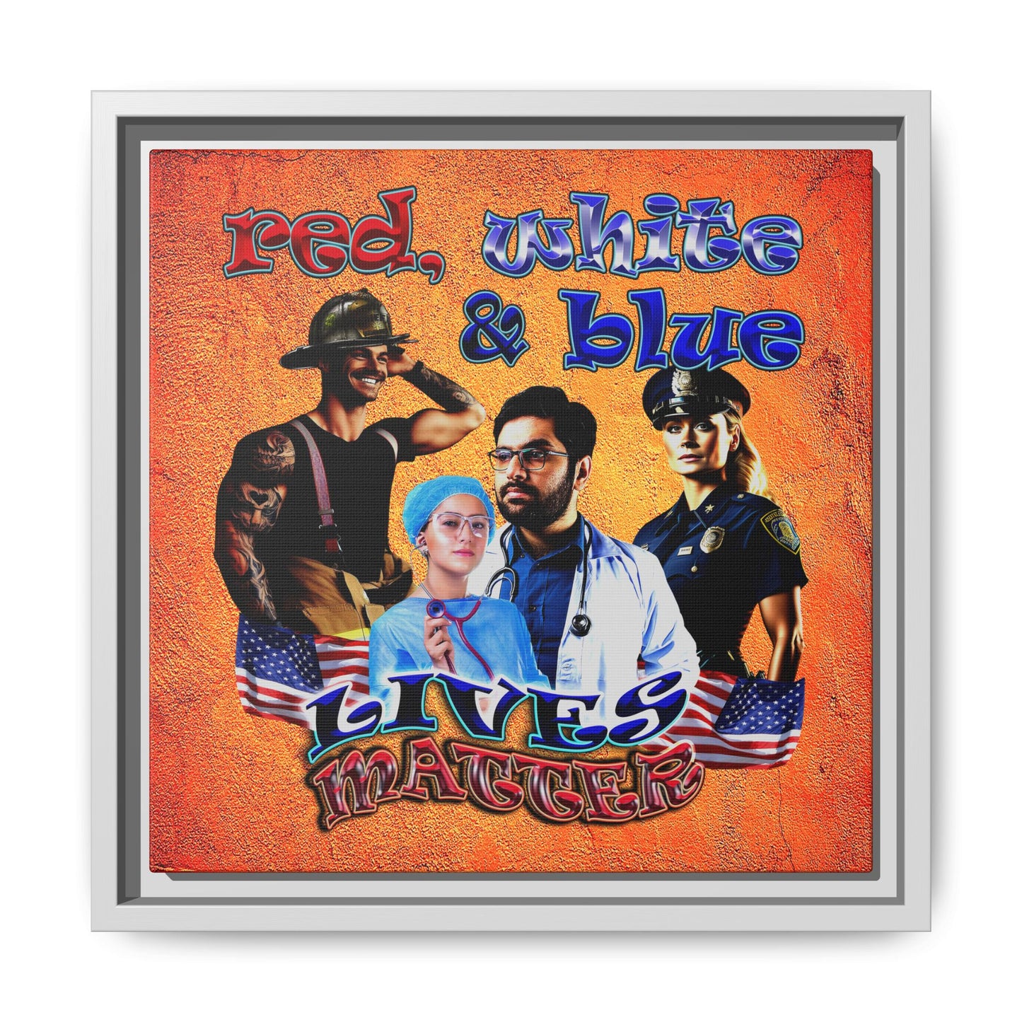 rw&b lives matter - framed canvas art (burnt orange)