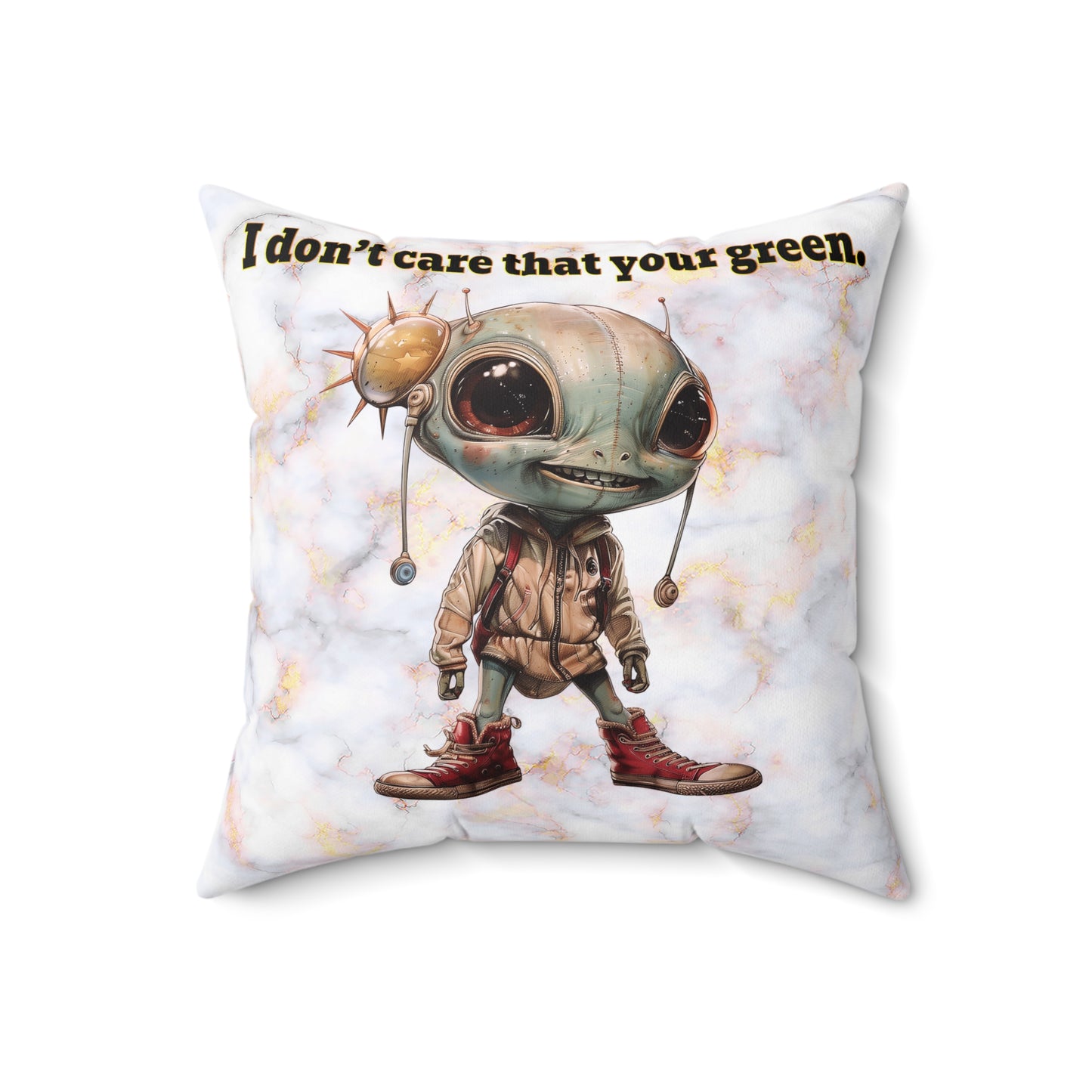 I don't care that your grey - Spun Polyester Square Pillow - (white marble)
