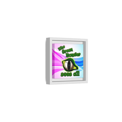 green monster - framed canvas art (light blue-pink wave)