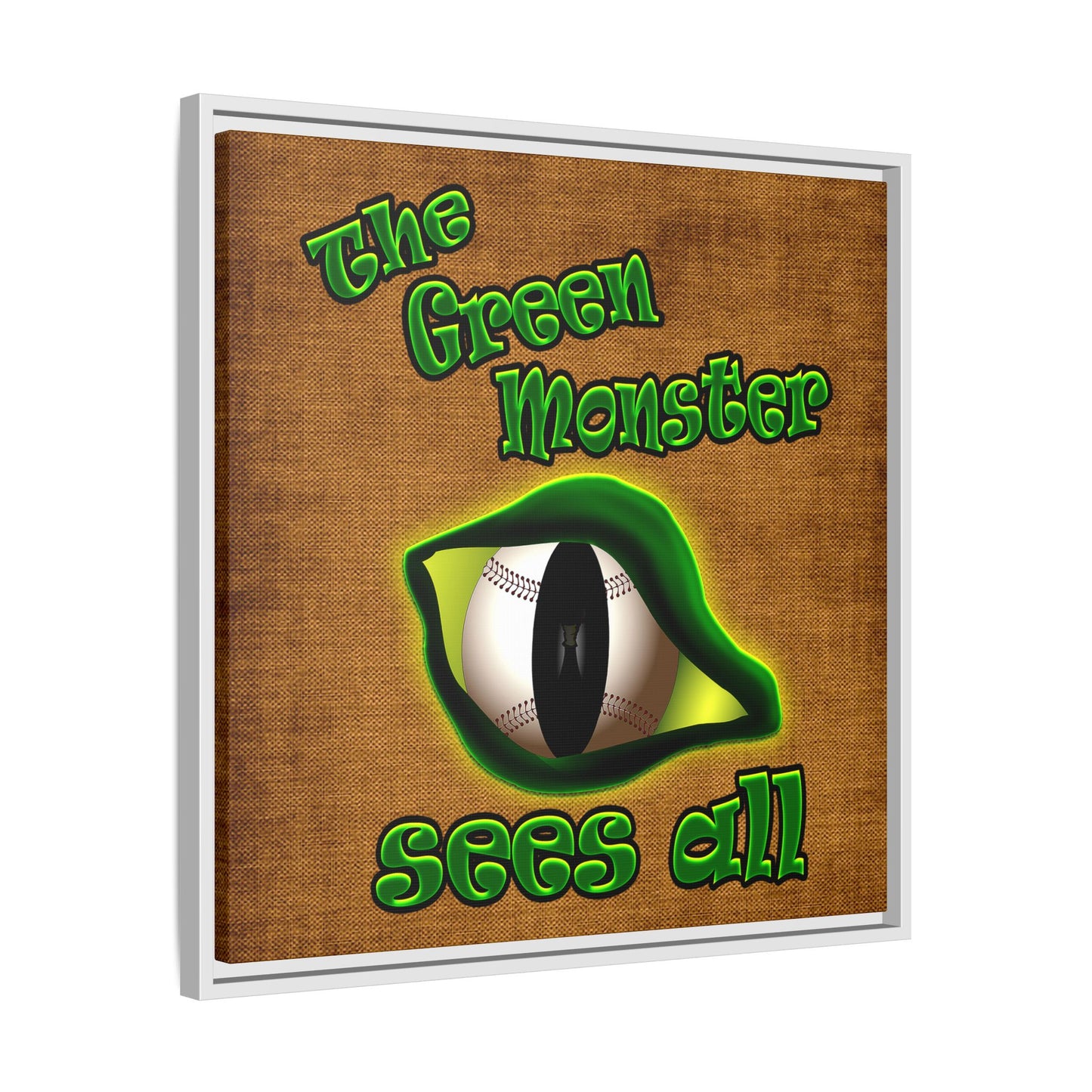 green monster - framed canvas art (brown papyrus)