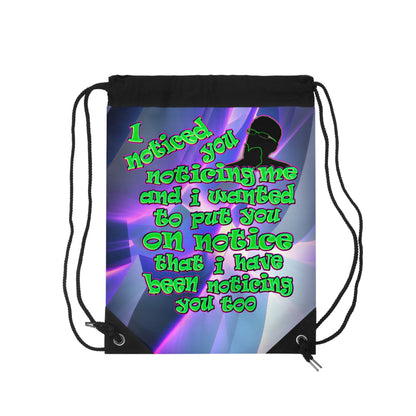 noticed you noticing - Drawstring Bag (grey-pink wave)