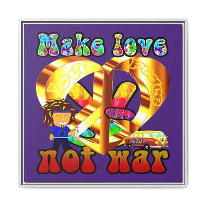 love peace - framed canvas art (purple)