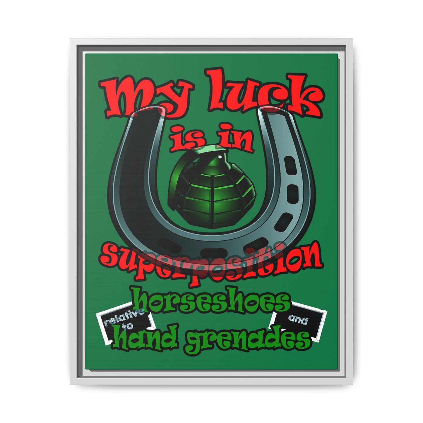 my luck - framed canvas art (dark green)