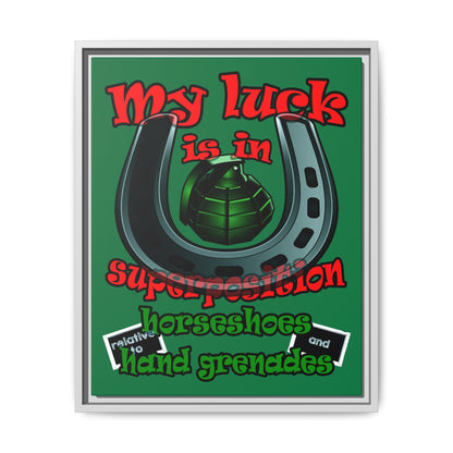 my luck - framed canvas art (dark green)