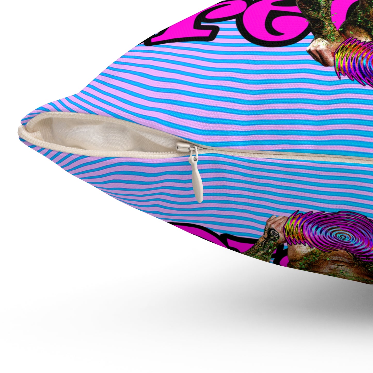 hoes b4 bros - Spun Polyester Square Pillow - (light blue-purple wave)