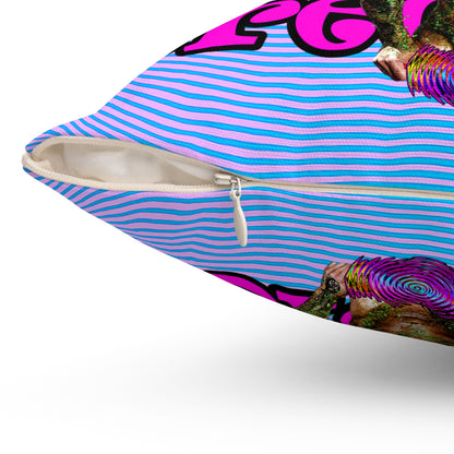 hoes b4 bros - Spun Polyester Square Pillow - (light blue-purple wave)