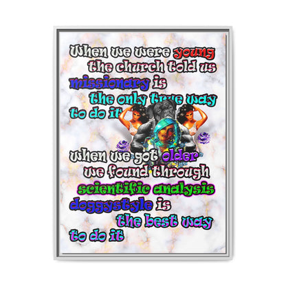 doggystyle - framed canvas art (white marble)