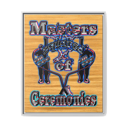 em cee squared - framed canvas art (butterscotch wood finish)