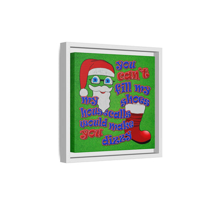 santa's shoes - framed canvas art (green turf)