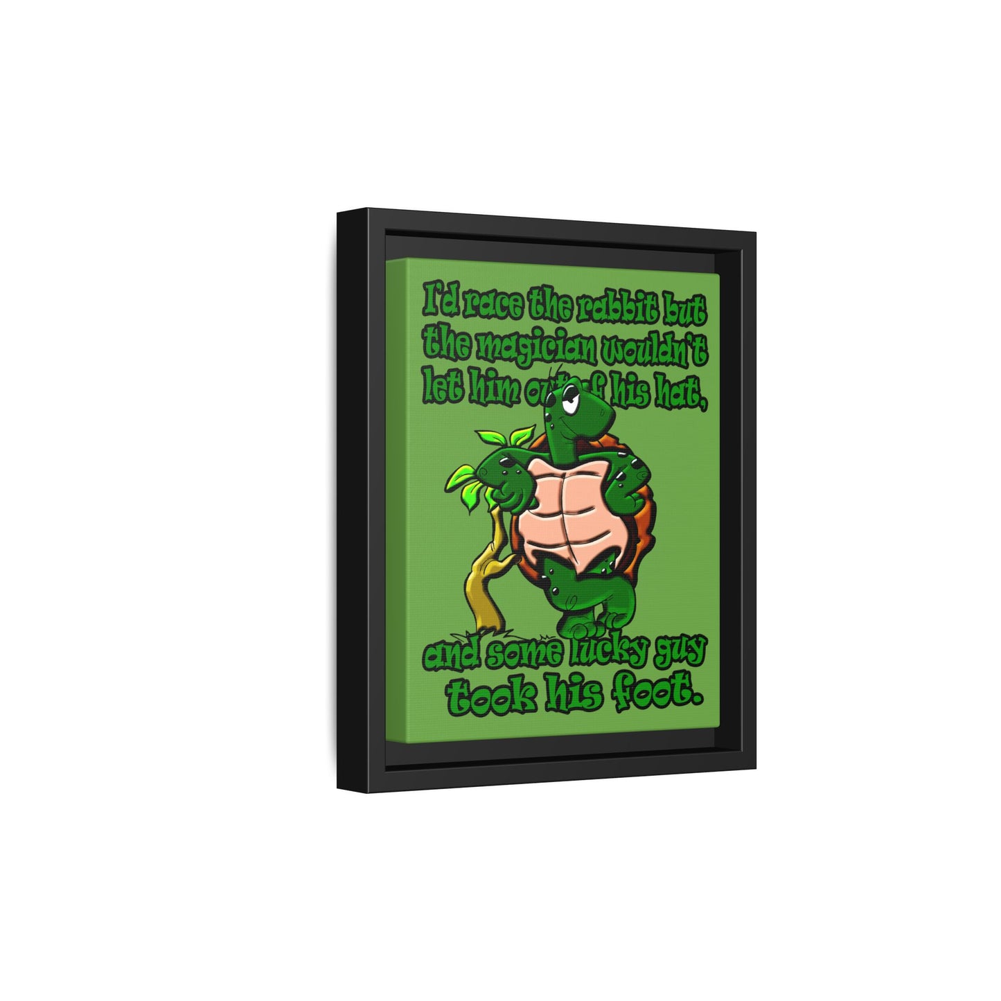 turtle race - framed canvas art (green)