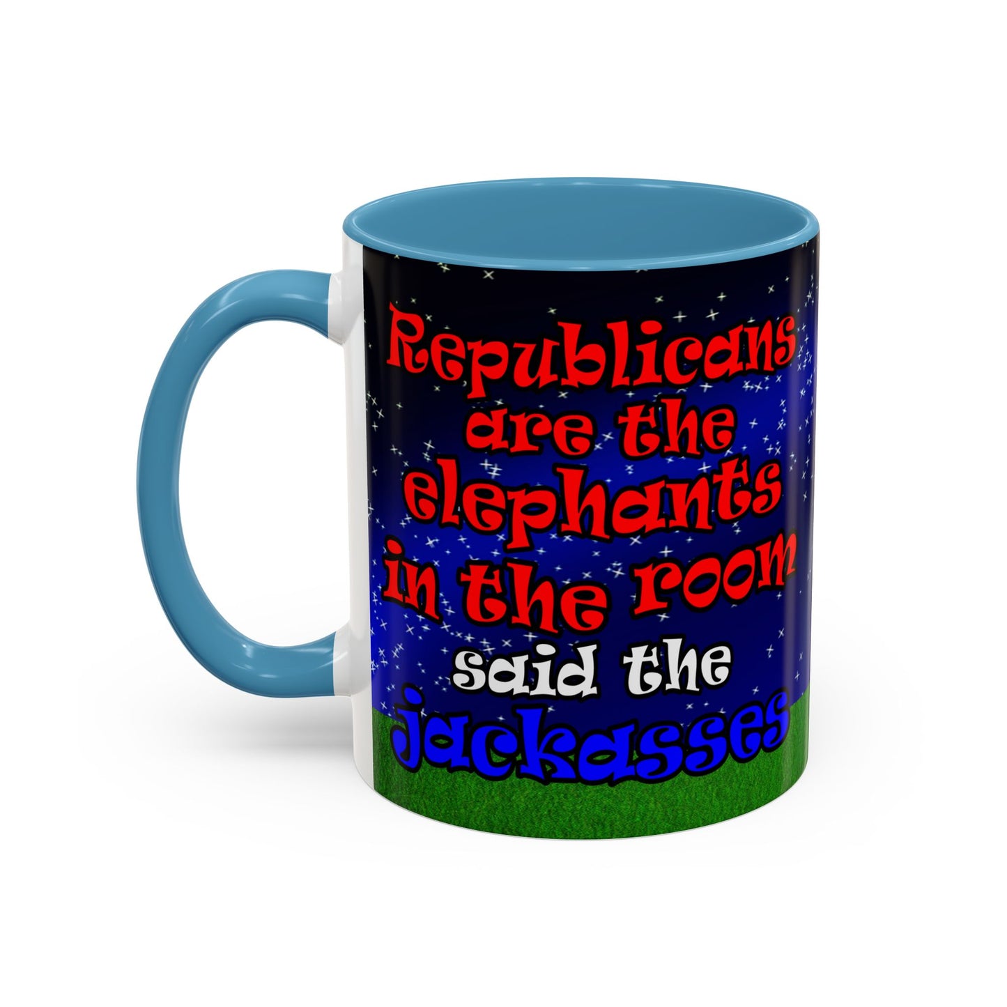donkeys and elephants - Accent Mug ('snoops' background)