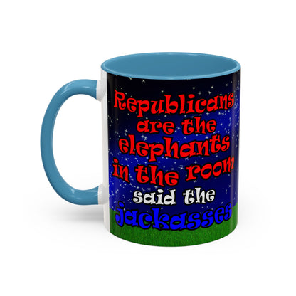 donkeys and elephants - Accent Mug ('snoops' background)