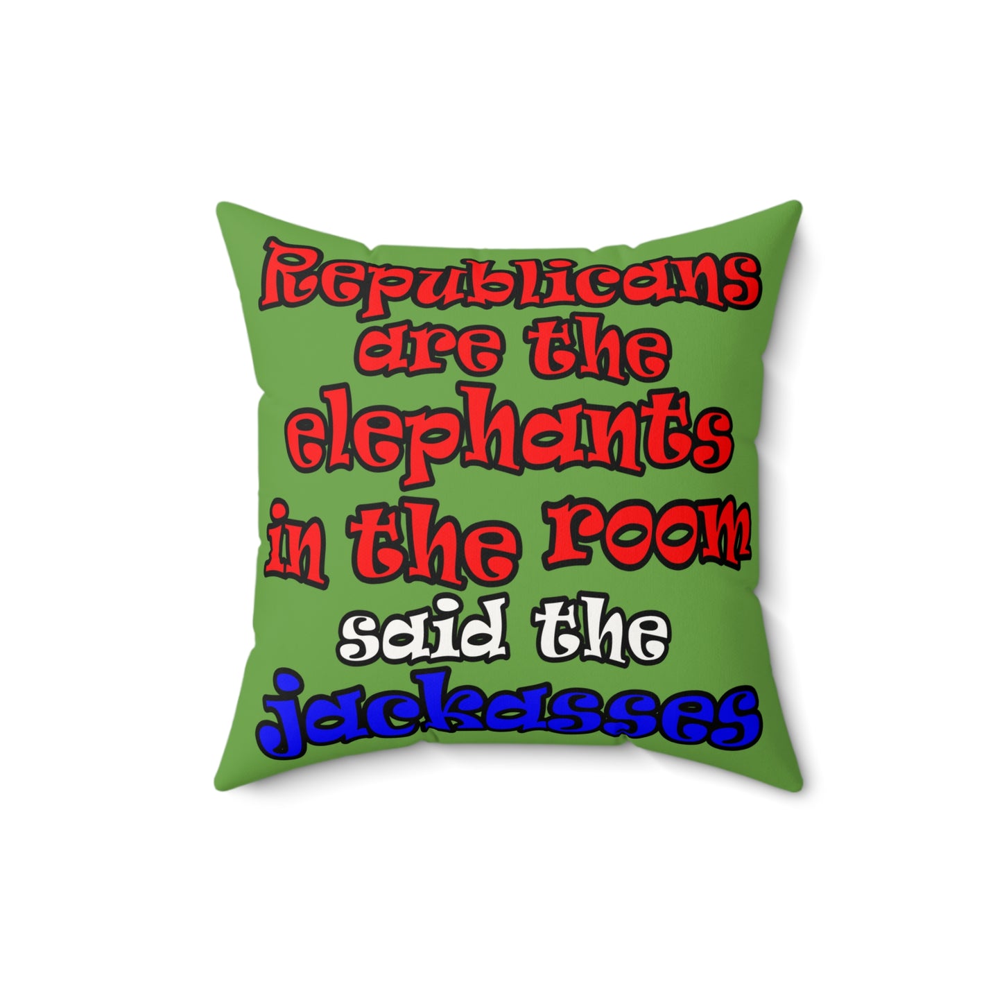donkeys and elephants - Faux Suede Square Pillow - (green)