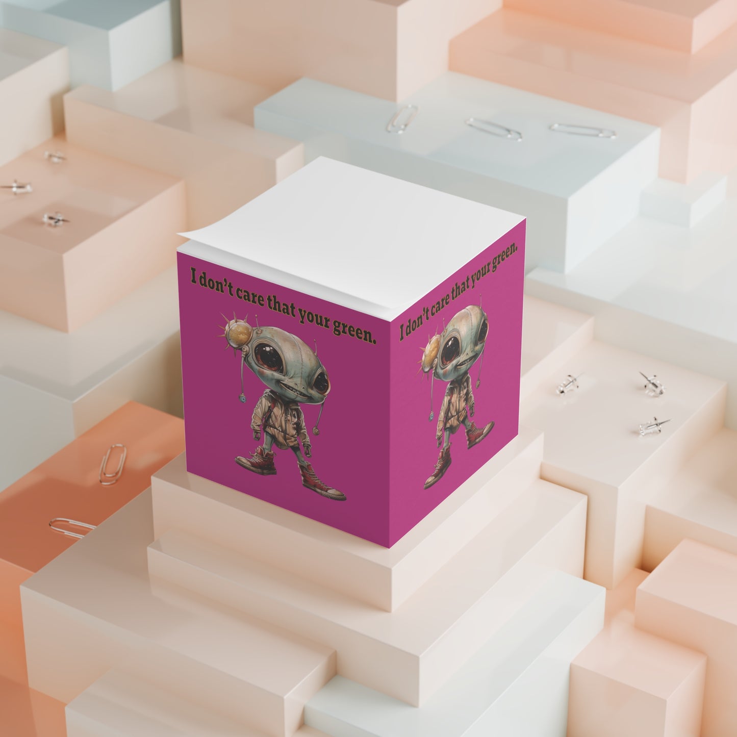 I don't care that your green - note cube (pink)