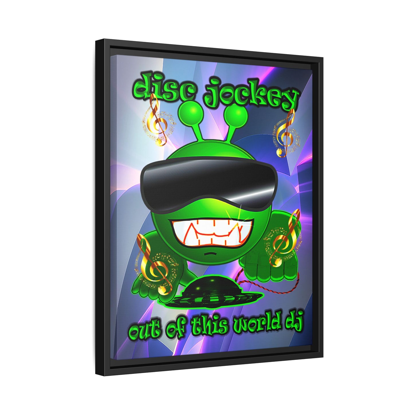 disc jockey - framed canvas art (grey-pink wave)