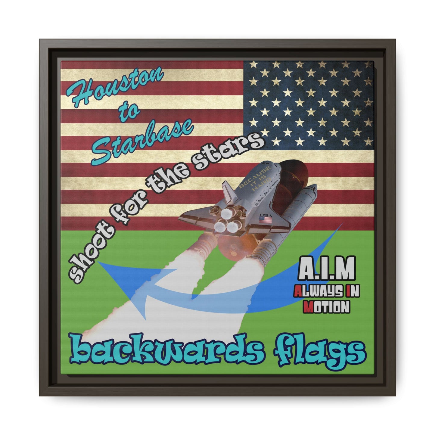 shoot for the stars - framed canvas art (green)