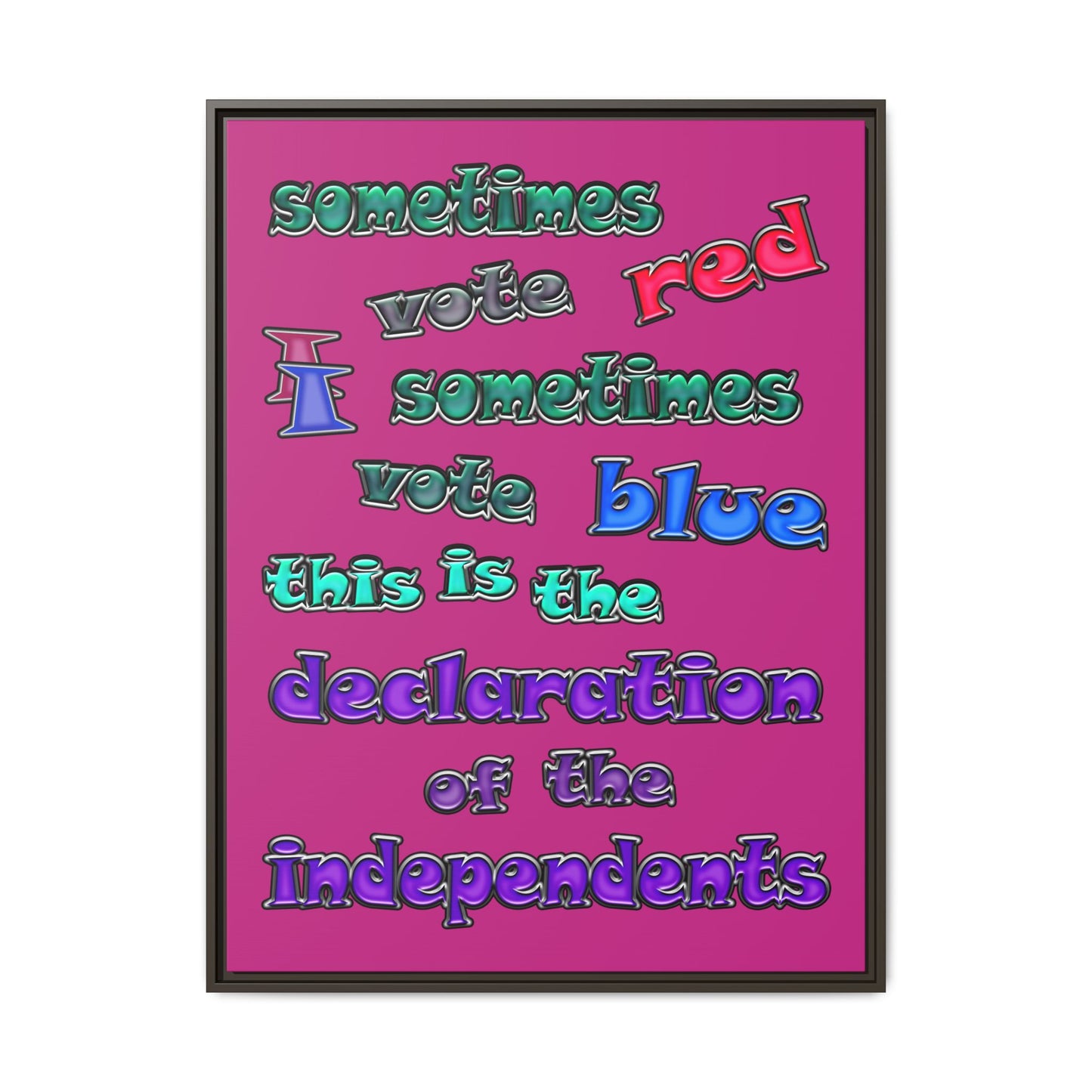 declaration of the independents - framed canvas art (pink)