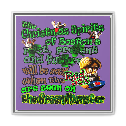 christmas spirits of boston - framed canvas art (light purple)
