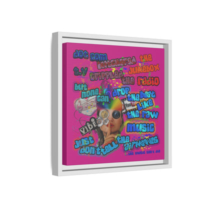 drop the beat - framed canvas art (pink)