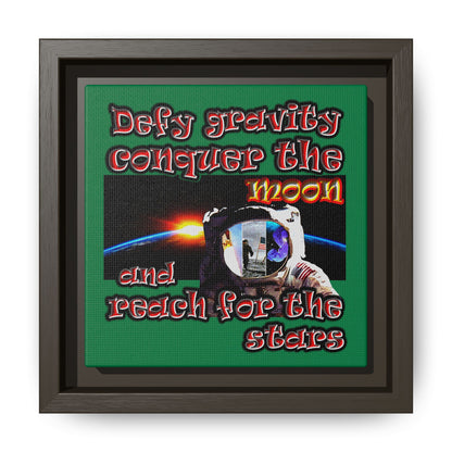 defy conquer reach - framed canvas art (dark green)
