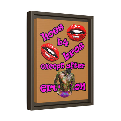 hoes b4 bros - framed canvas art (light brown)