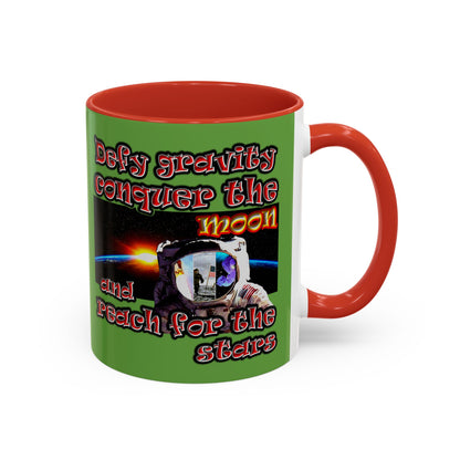 defy conquer reach - Accent Mug (green)