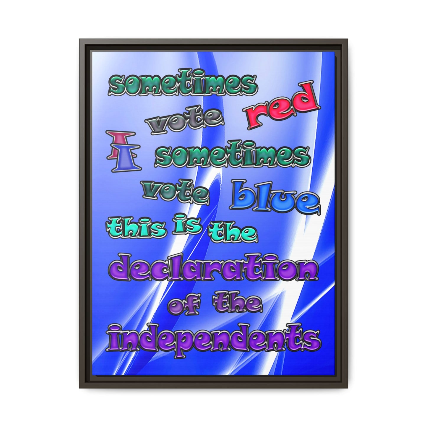 declaration of the independents - framed canvas art (blue-white wave)