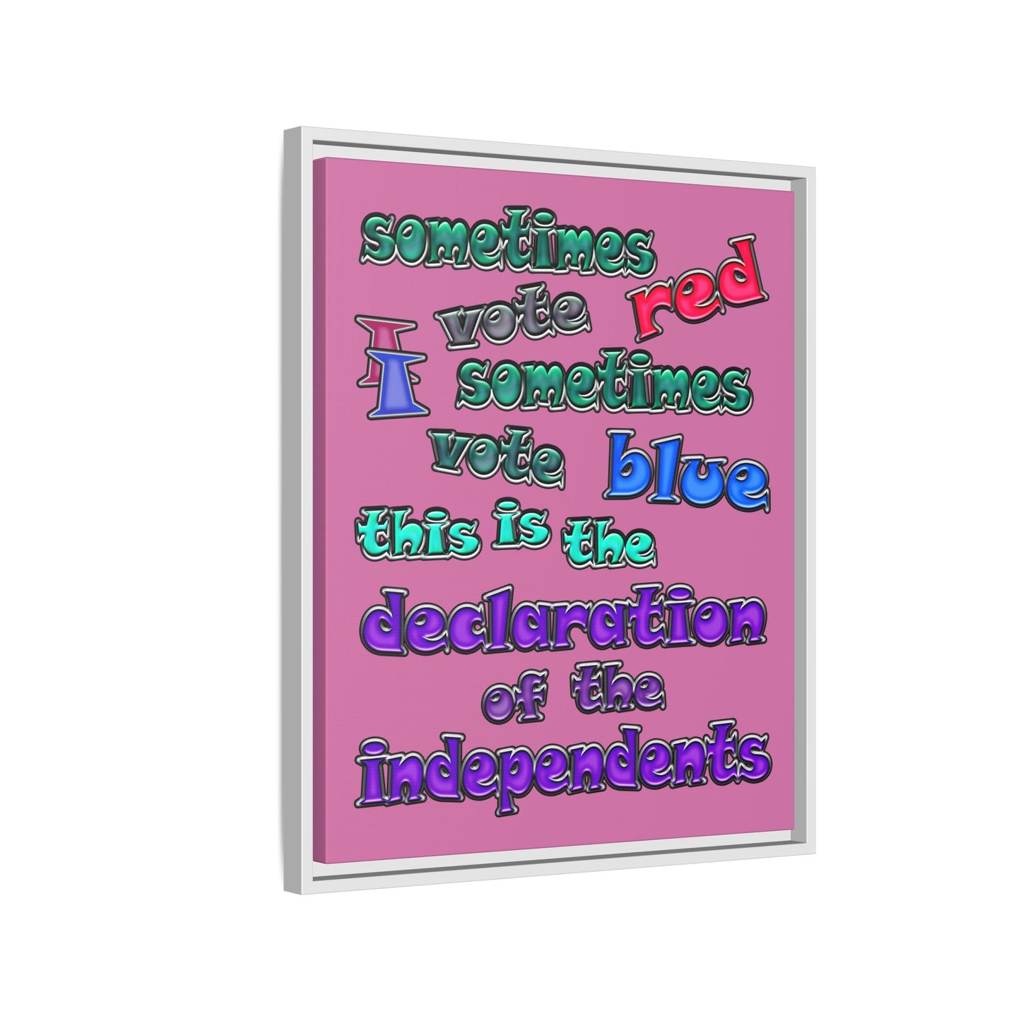 declaration of the independents - framed canvas art (light pink)