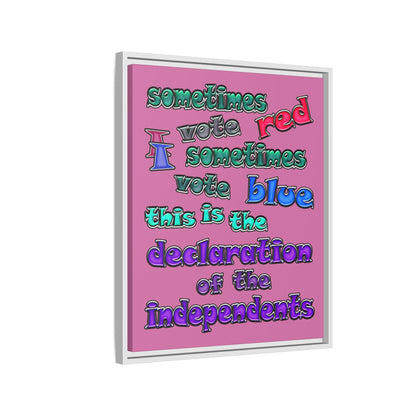 declaration of the independents - framed canvas art (light pink)
