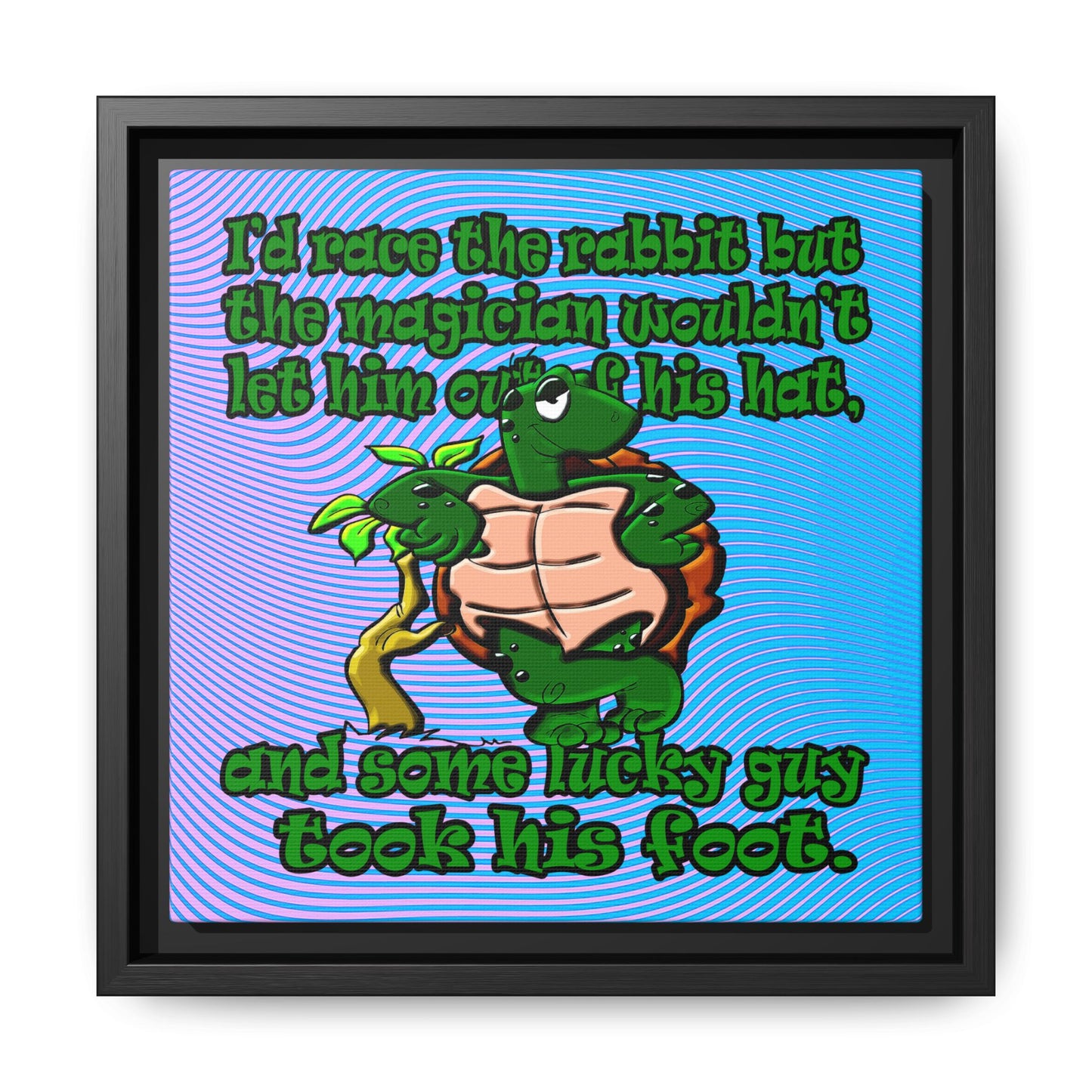 turtle race - framed canvas art (light blue-purple wave)