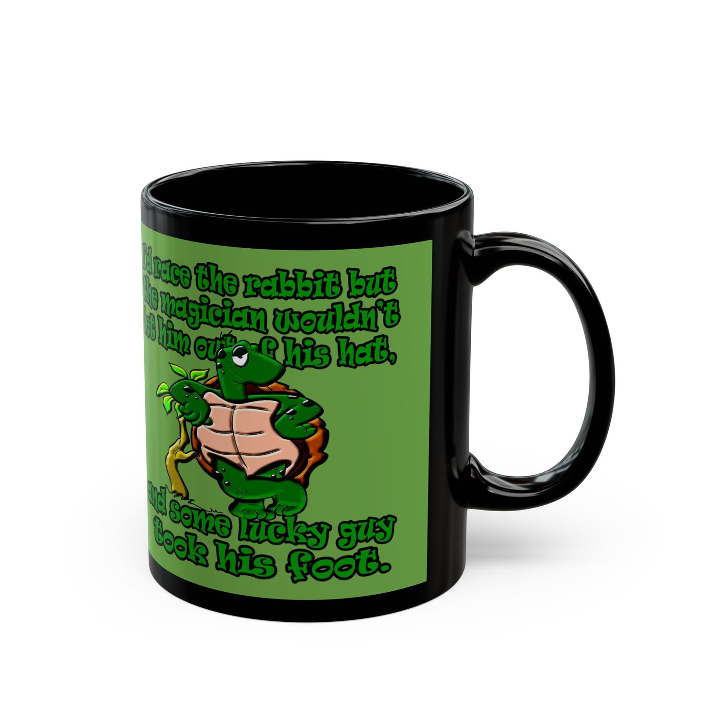 turtle race - Black Mug (green)