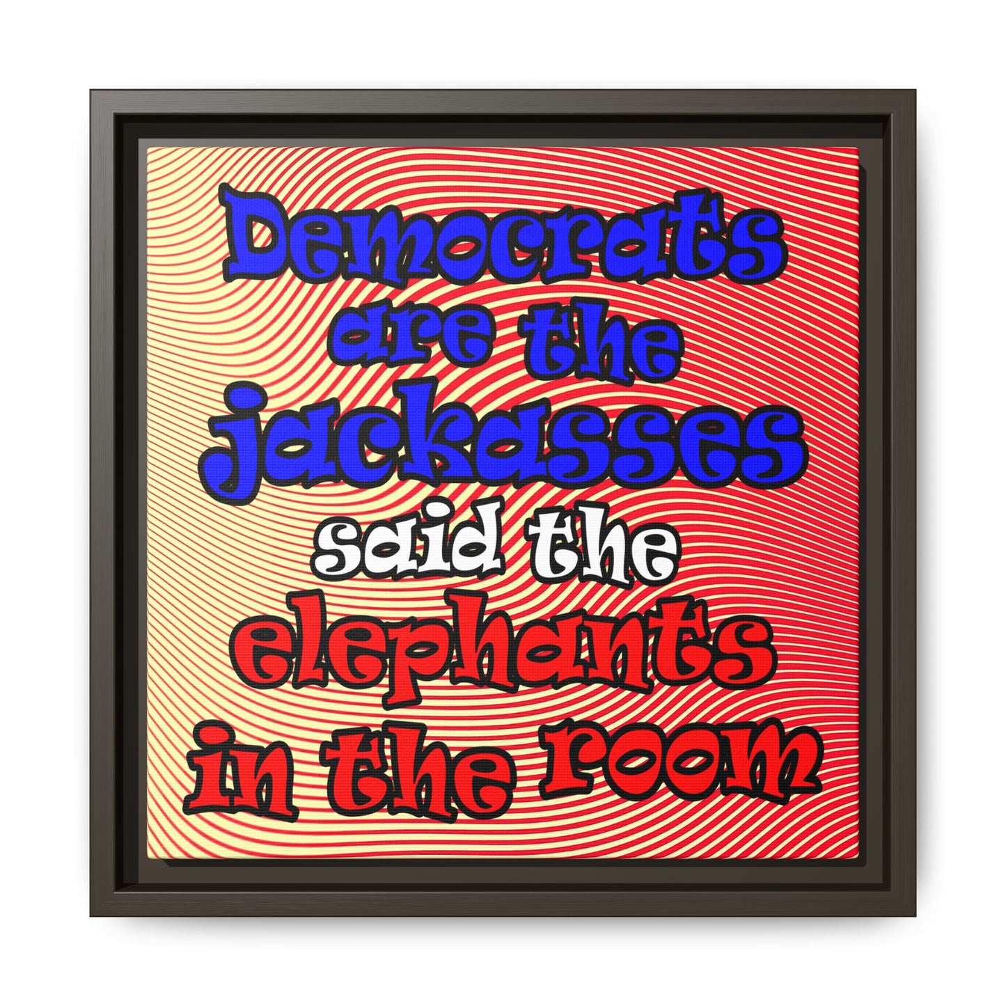 donkeys and elephants - framed canvas art (yellow-orange wave)