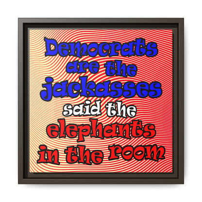 donkeys and elephants - framed canvas art (yellow-orange wave)