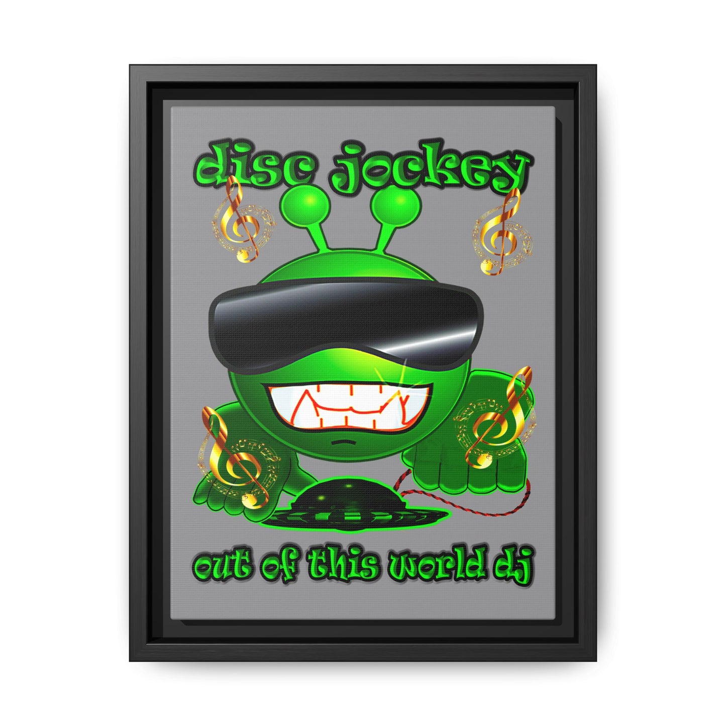 disc jockey - framed canvas art (grey)