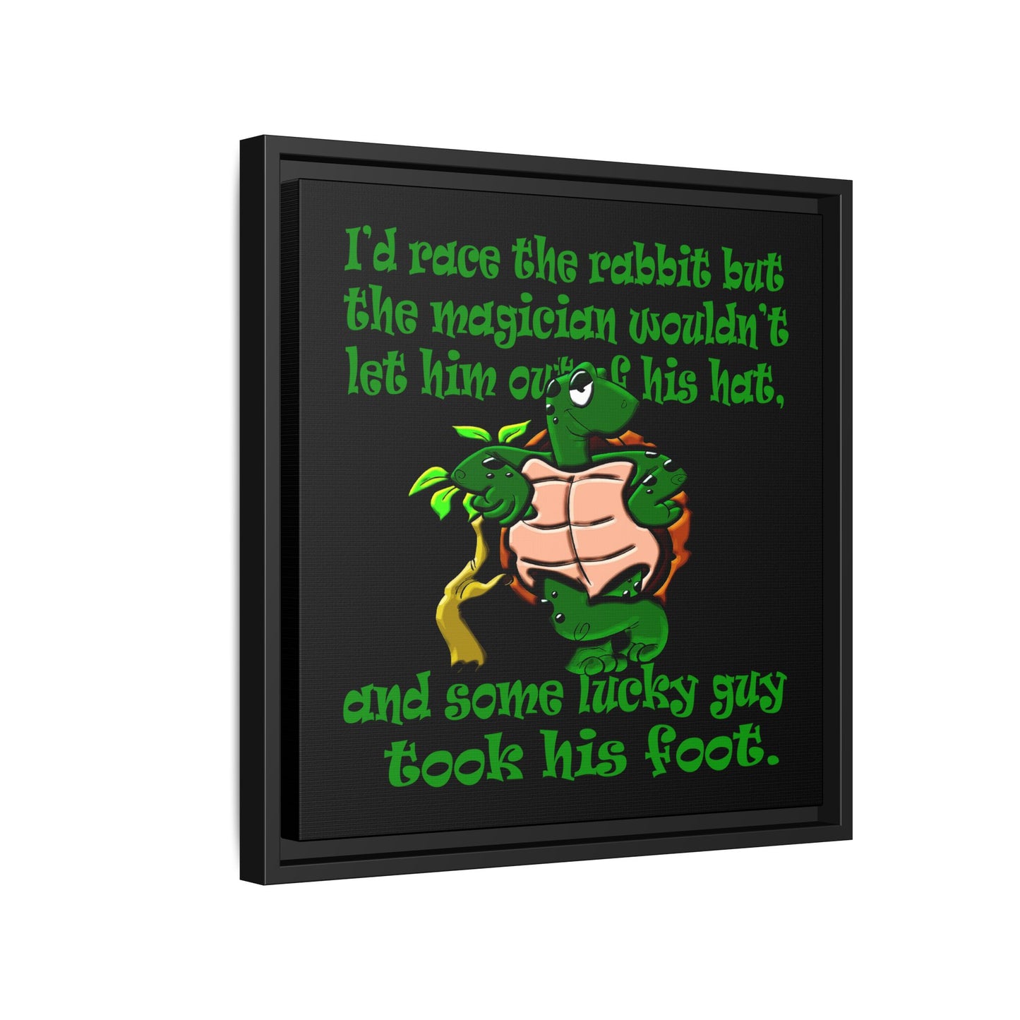 turtle race - framed canvas art (black)